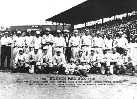 This is the 1918 team photo of the Boston Red Sox.
